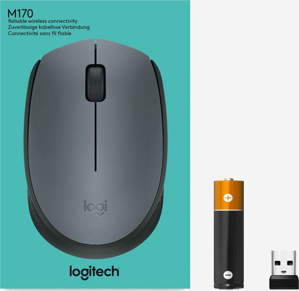 Logitech M170 Ασύρματο Ποντίκι 2.4GHz, Εμβέλεια 10m, Μαύρο-Γκρι (910-004642)