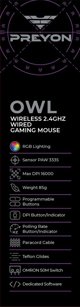 PREYON Owl Wireless Gaming Mouse - Ασύρματο Ποντίκι Gaming (POW35B)
