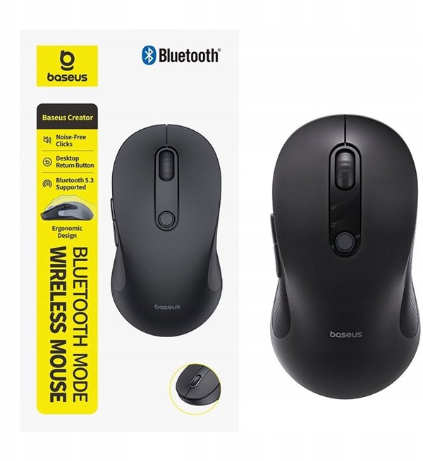 Baseus F02 ασύρματο εργονομικό ποντίκι Bluetooth λευκό