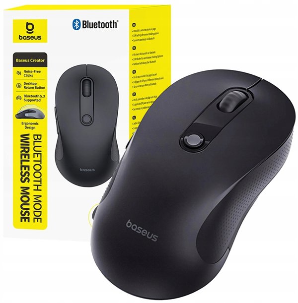 Mysz bezprzewodowa Baseus F02 ergonomiczna Bluetooth - czarna