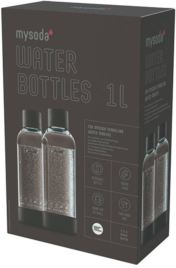 MySoda  1 L  2 gab.  melna - Pudeles gazeto dzerienu pagatavosanas iericei EU-2PB10-B (6430052005700)