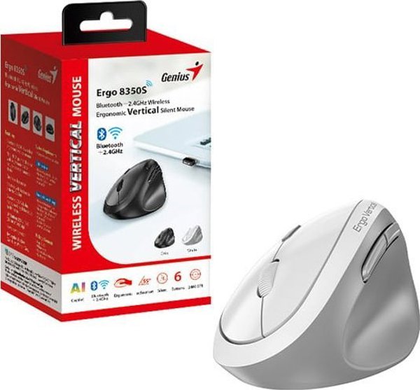 Ασύρματο ποντίκι, Genius Ergo 8350S, λευκό, οπτικό, 2400DPI