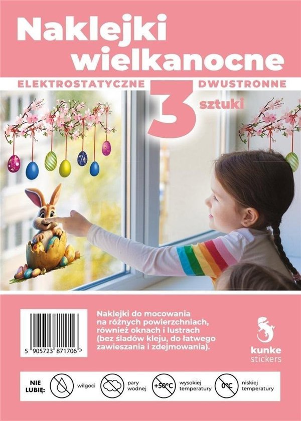 Naklejki Wielkanocne Galazka i zajaczek 3 sztuki