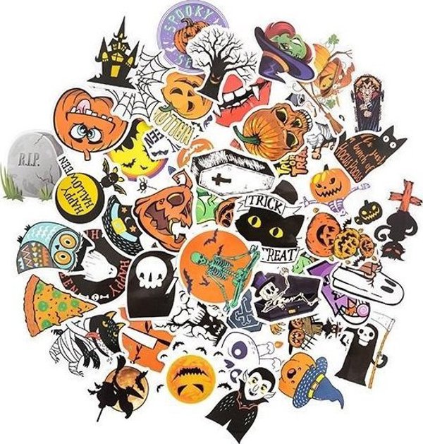 Αυτοκόλλητα βινυλίου Halloween 6-8cm 50τμχ
