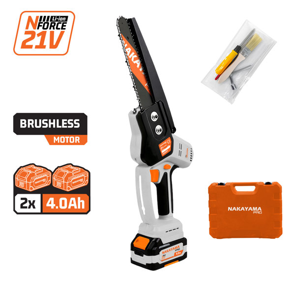 NAKAYAMA Pro EC1214X44C Κλαδ Αλυσοπρίονο 21V, Brushless, Λάμα 20cm,1/4"1.1mm 47οδ,2x4Ah,1.3kg