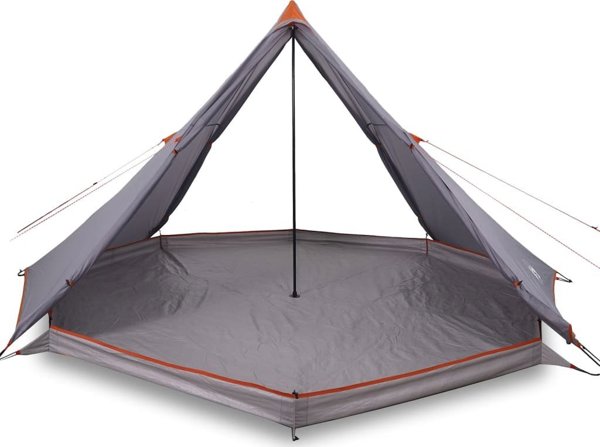 vidaXL Οικογενειακή σκηνή tipi για 8 ατόμων, γκρι-πορτοκαλί, αδιάβροχη