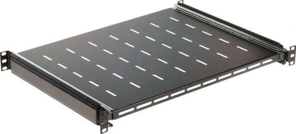Συρόμενο Ράφι Rack 19" P19S/350/B, 1U, Τετράποντο, Μαύρο (RAL 9005)