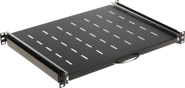 Συρόμενο Ράφι Rack 19" P19S/350/B, 1U, Τετράποντο, Μαύρο (RAL 9005)