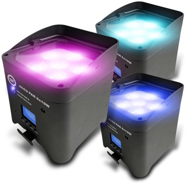 Προβολέας LIGHT4ME με μπαταρία PAR LED DMX W-DMX Wi‑Fi, τηλεχειριστήριο, 6x10W RGBWAUV
