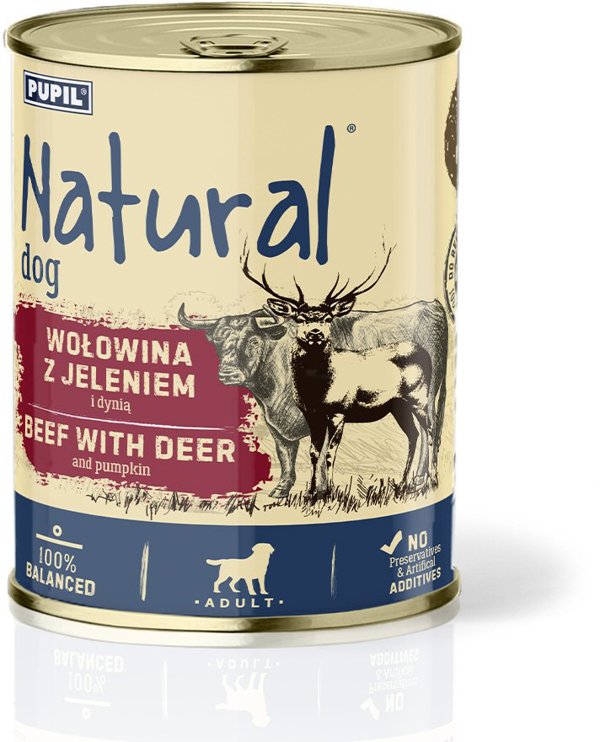 NATURAL NATURAL Wołowina z jeleniem i dynią mokra karma dla psów 800g