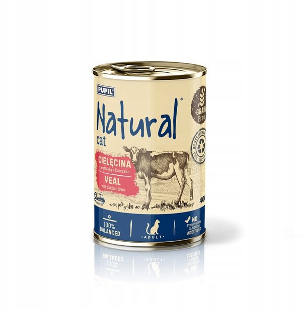 NATURAL NATURAL Cielęcina z wątróbką z kurczaka mokra karma dla kotów 400g