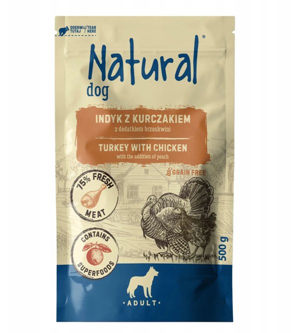 Natura Siberica Natura Karma w saszetce dla psa o smaku indyka z kurczakiem 500 g x 10 sztuk