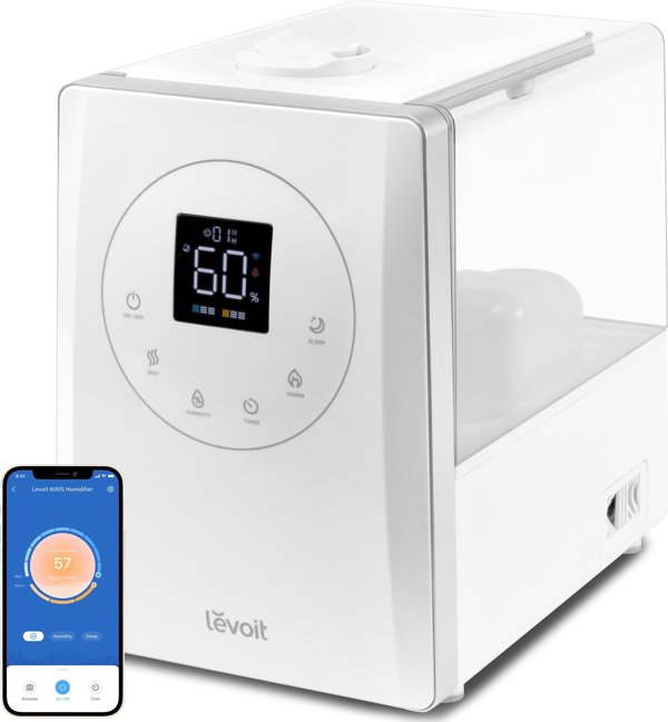 Υγραντήρας Αέρα Levoit LV600S Υπερήχων 6L, Ζεστή & Κρύα Ομίχλη, LED Οθόνη, Λευκός