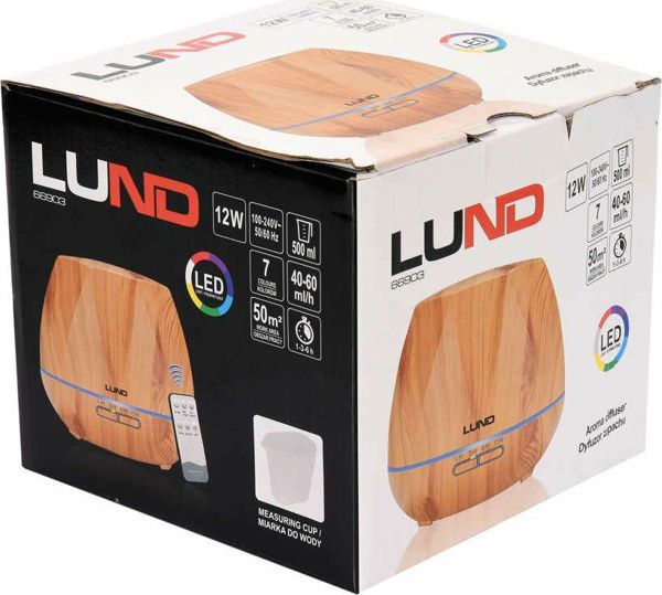 Lund Υγραντήρας Αέρα, Διάχυτης Αρωμάτων 500ml, Φωτεινό Ξύλο με Τηλεχειριστήριο T66903