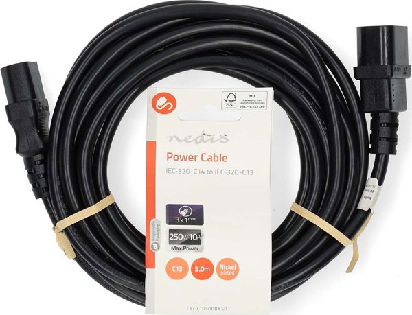 Nedis CEGL10500BK50 kabel zasilajace Czarny 5 m IEC C14 IEC 320