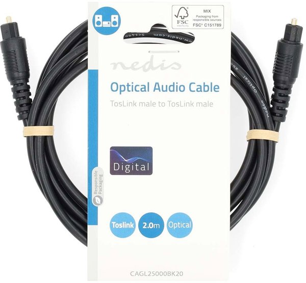 Nedis CAGL25000BK10 kabel audio 1 m Toslink Czarny