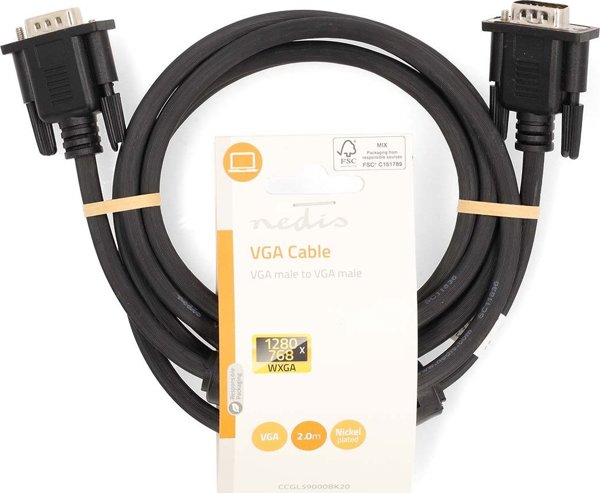 Nedis kabel VGA 2 m VGA (D-Sub) Czarny
