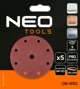 Neo Δίσκοι Λειαντικοί 150 mm P80, 5 Τεμάχια με 9 Οπές