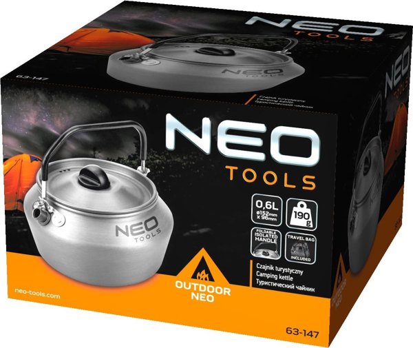 Neo Τουριστικός Βραστήρας N63-147, 0.8L, Πτυσσόμενη Λαβή, Ανοδιωμένο Αλουμίνιο & Ανοξείδωτο Ατσάλι, με Τσάντα Μεταφοράς