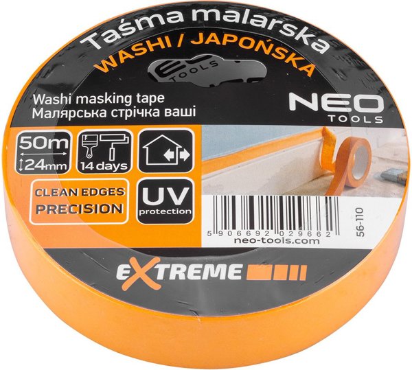 Neo Ταινία Ζωγραφικής Washi, 24mm x 50m, Για Καθαρές Γραμμές & Προσωρινή Στερέωση