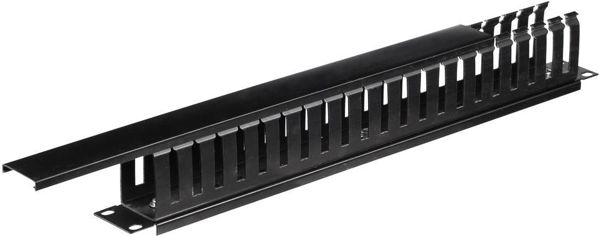 Κανάλι καλωδίων 19"/1U με κάλυμμα Μαύρο (119-001-010-004) NetRack