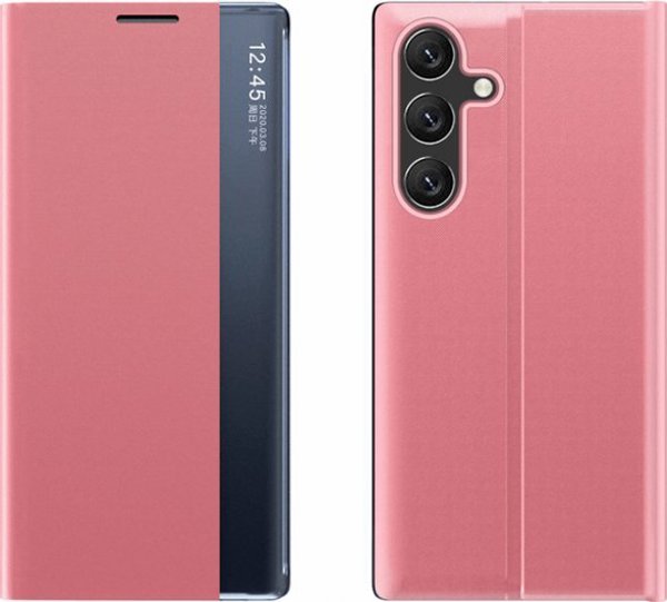 New Sleep Case θήκη για Samsung Galaxy S25+ με καπάκι και βάση - ροζ