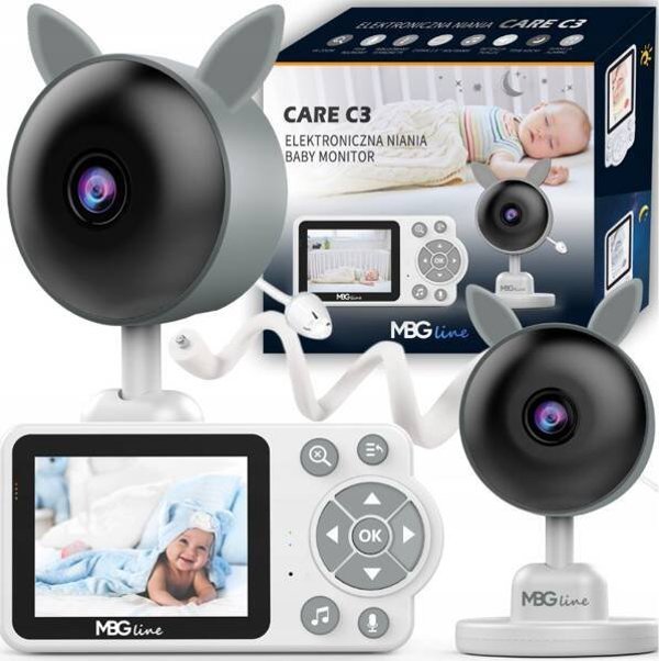 Mbg Line Ηλεκτρονική Baby Monitor Κάμερα με Ζωντανή Μετάδοση, Νυχτερινή Λειτουργία, LCD Οθόνη και Zoom, Ασύρματη
