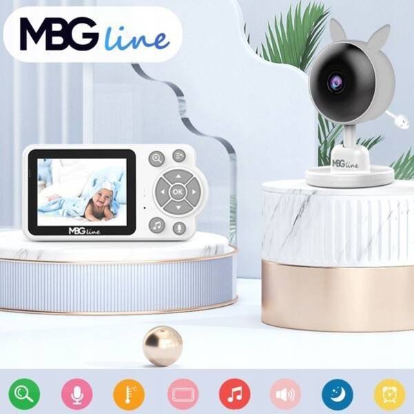 Mbg Line Ηλεκτρονική Baby Monitor Κάμερα με Ζωντανή Μετάδοση, Νυχτερινή Λειτουργία, LCD Οθόνη και Zoom, Ασύρματη