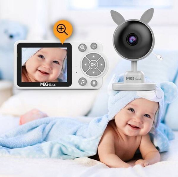 Mbg Line Ηλεκτρονική Baby Monitor Κάμερα με Ζωντανή Μετάδοση, Νυχτερινή Λειτουργία, LCD Οθόνη και Zoom, Ασύρματη