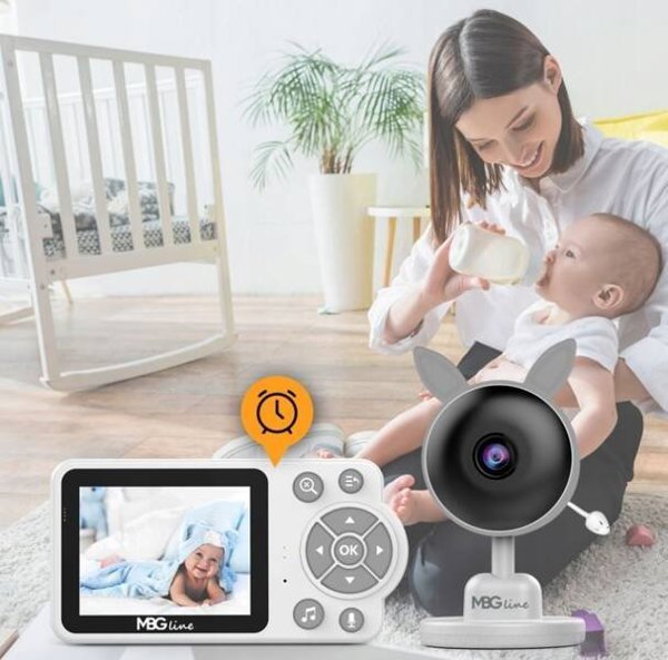 Mbg Line Ηλεκτρονική Baby Monitor Κάμερα με Ζωντανή Μετάδοση, Νυχτερινή Λειτουργία, LCD Οθόνη και Zoom, Ασύρματη