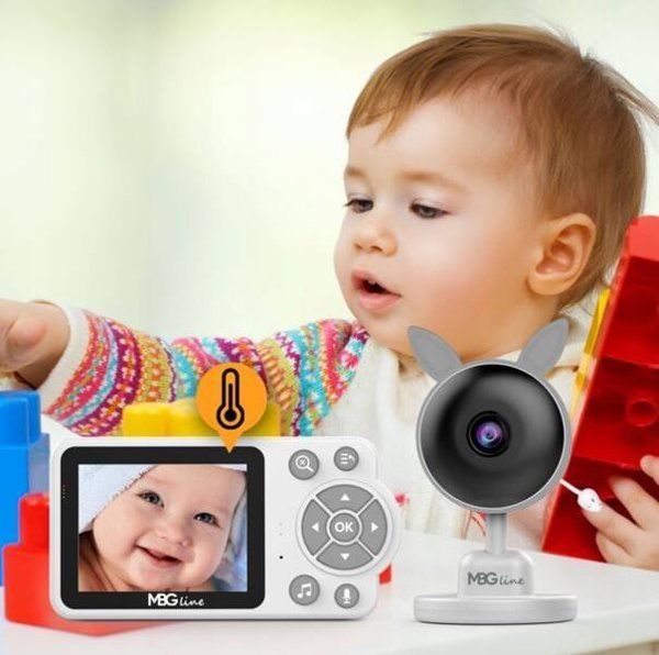 Mbg Line Ηλεκτρονική Baby Monitor Κάμερα με Ζωντανή Μετάδοση, Νυχτερινή Λειτουργία, LCD Οθόνη και Zoom, Ασύρματη