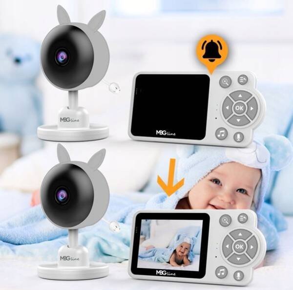 Mbg Line Ηλεκτρονική Baby Monitor Κάμερα με Ζωντανή Μετάδοση, Νυχτερινή Λειτουργία, LCD Οθόνη και Zoom, Ασύρματη