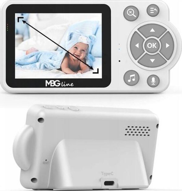 Mbg Line Ηλεκτρονική Baby Monitor Κάμερα με Ζωντανή Μετάδοση, Νυχτερινή Λειτουργία, LCD Οθόνη και Zoom, Ασύρματη