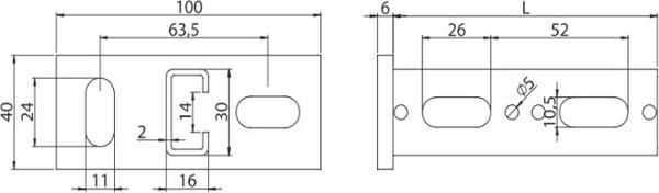 Niczuk Προφίλ εγκατάστασης τύπου C2,0 30 x 16 x 2mm με βάση 520mm (0930165000)