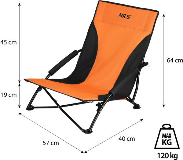 Nils Extreme NILS NC3035 Πορτοκαλί-Μαύρη Καρέκλα Παραλίας
