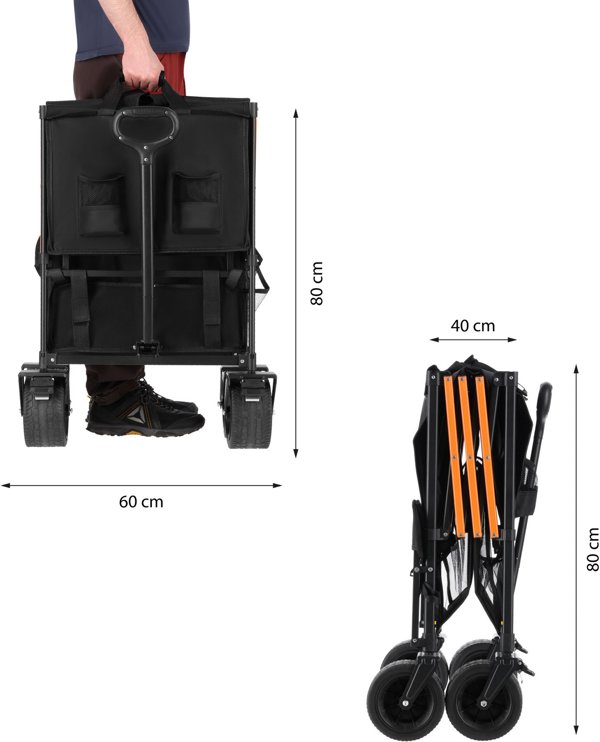 Nils Extreme NC2607 Τουριστικό Καρότσι Μεταφοράς XXL 160L, Μαύρο-Πορτοκαλί