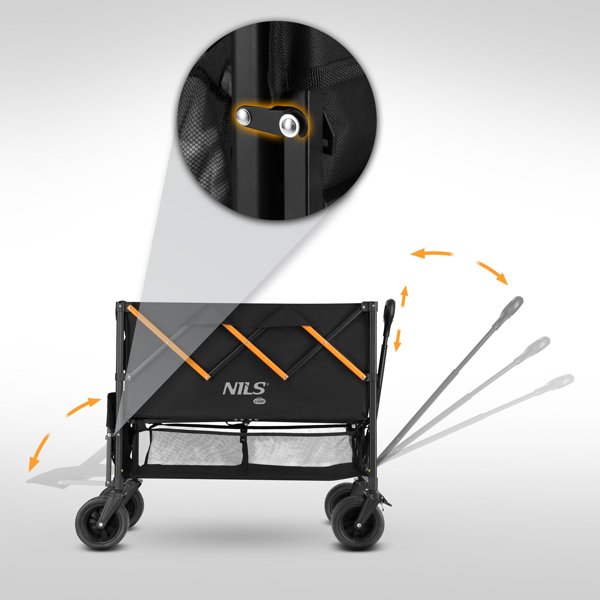 Nils Extreme NC2607 Τουριστικό Καρότσι Μεταφοράς XXL 160L, Μαύρο-Πορτοκαλί