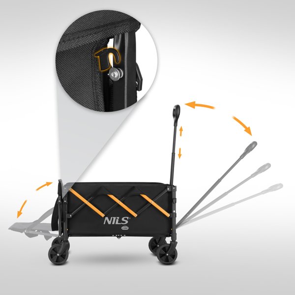 Nils Extreme NC2608 Πτυσσόμενο Τουριστικό Καρότσι Μεταφοράς 100L, Μαύρο-Πορτοκαλί