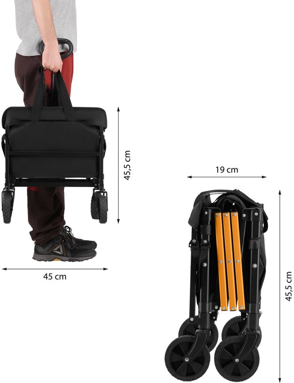 Nils Extreme NC2608 Πτυσσόμενο Τουριστικό Καρότσι Μεταφοράς 100L, Μαύρο-Πορτοκαλί
