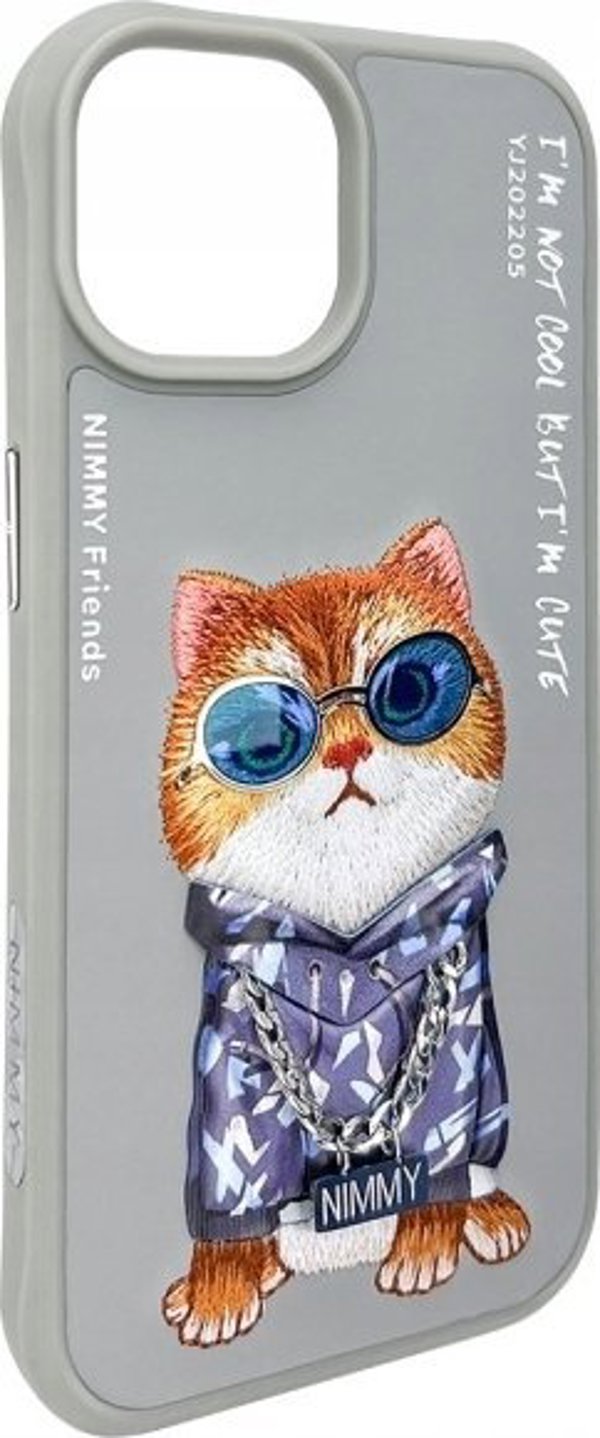 Θήκη Nimmy iPhone 15 6.1" γκρι/γκρι Γυαλιά Cool Cat