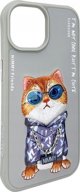 Θήκη Nimmy iPhone 15 6.1" γκρι/γκρι Γυαλιά Cool Cat