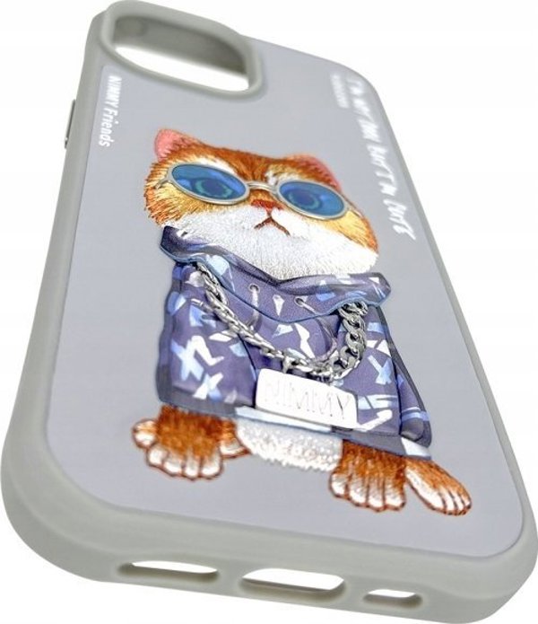 Θήκη Nimmy iPhone 15 6.1" γκρι/γκρι Γυαλιά Cool Cat