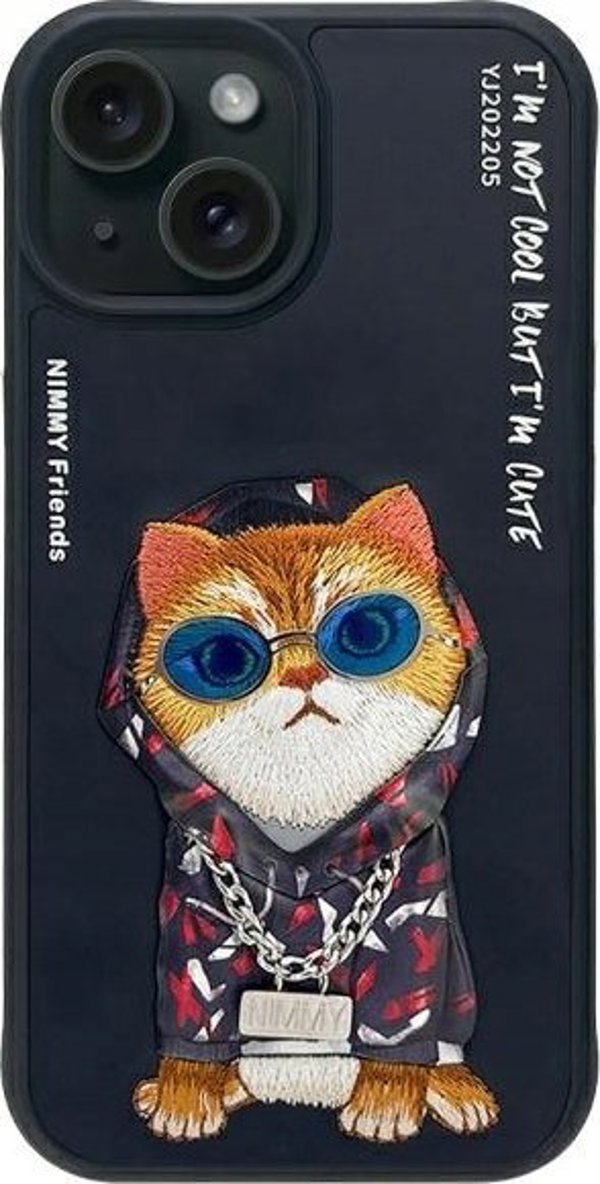 Nimmy θήκη iPhone 15 6.1" μαύρο/μαύρο Γυαλιά Cool Cat