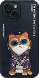 Nimmy θήκη iPhone 15 6.1" μαύρο/μαύρο Γυαλιά Cool Cat