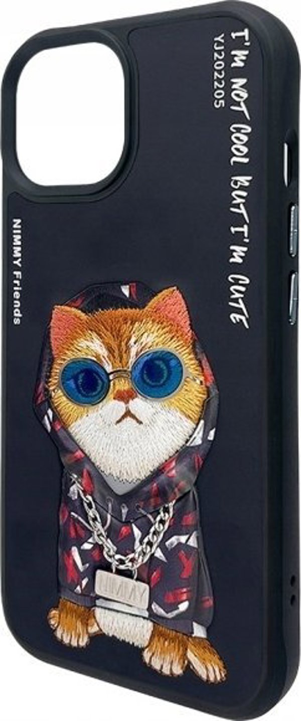 Nimmy θήκη iPhone 15 6.1" μαύρο/μαύρο Γυαλιά Cool Cat