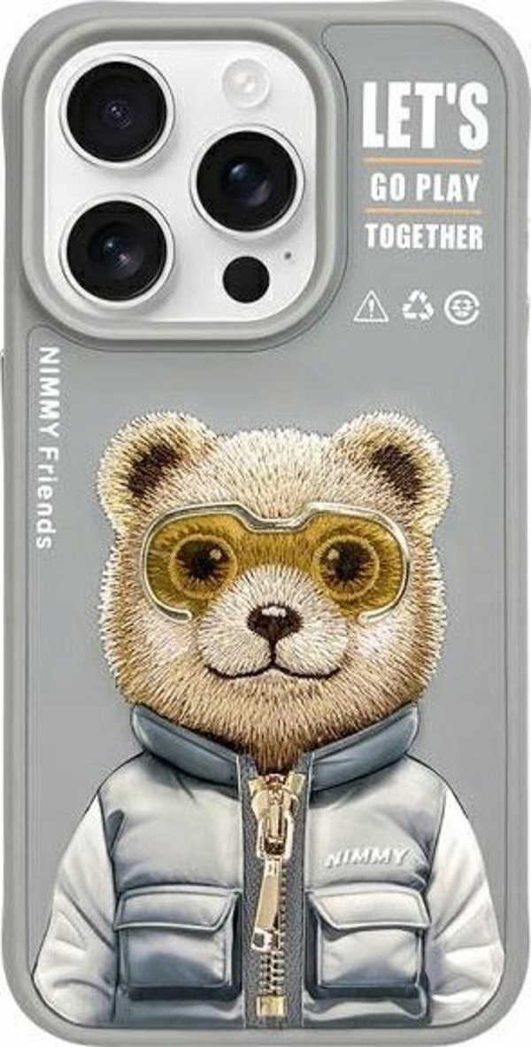 Θήκη Nimmy iPhone 15 Pro Max 6.7" γκρι Cool&Cute 2.0 Bear