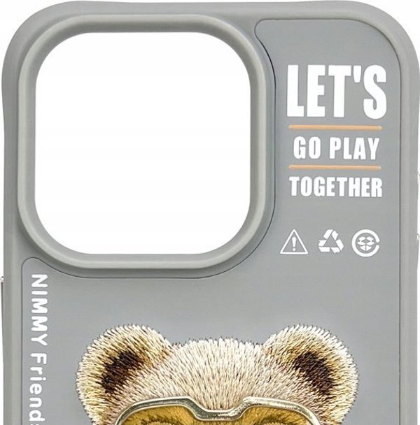 Θήκη Nimmy iPhone 15 Pro Max 6.7" γκρι Cool&Cute 2.0 Bear