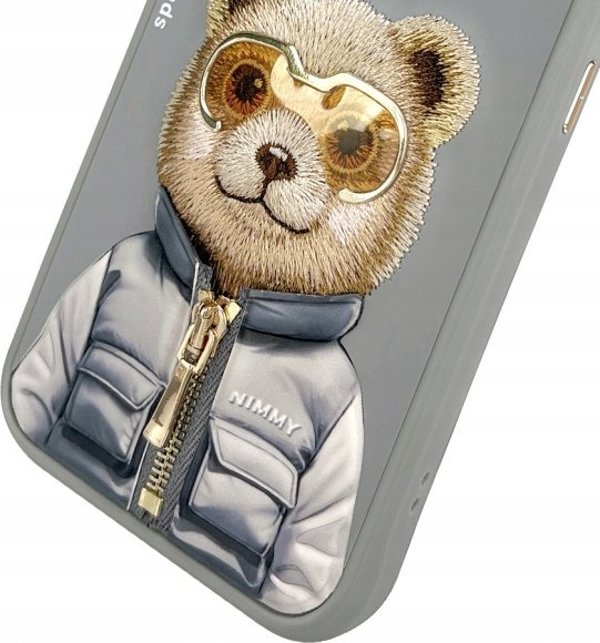 Θήκη Nimmy iPhone 15 Pro Max 6.7" γκρι Cool&Cute 2.0 Bear