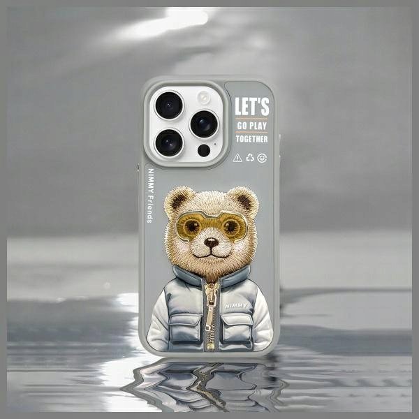 Θήκη Nimmy iPhone 15 Pro Max 6.7" γκρι Cool&Cute 2.0 Bear