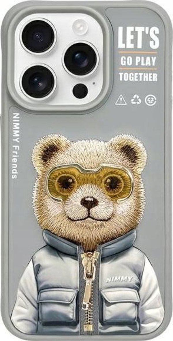 Θήκη Nimmy iPhone 15 Pro 6.1" γκρι Cool&Cute 2.0 Bear